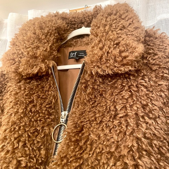 Zara Brown Teddy Bomber Coat Jacket - Picture 9 of 10